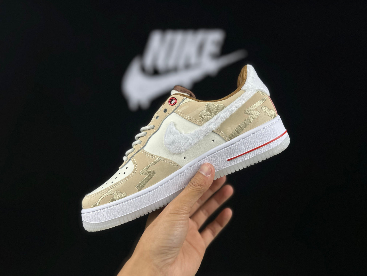 NIKE Air Force 1 'embroidered Year Of The Rabbit' Unisex Streetwear Limited Edition - Nike Air Force 1 'Embroidered Year of the Rabbit' The Nike Air Force 1 'Embroidered
