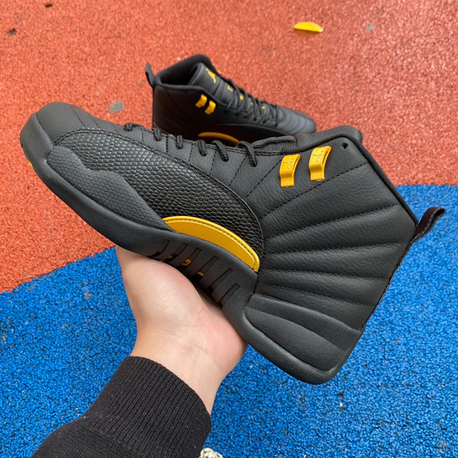 Jordan 12 Retro Ta - I Sneakers - Black Unisex Streetwear Limited Edition - Introducing the Air Jordan 12 Retro in a sleek black and yellow colorway, a dynamic