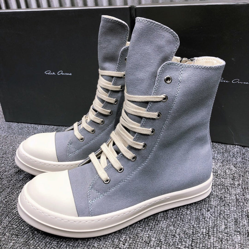 High-Top Canvas Sneakers - Grey Unisex Streetwear Limited Edition - **High-Top Grey Canvas Sneakers** Step into style and comfort with these high-top grey canvas sneakers.