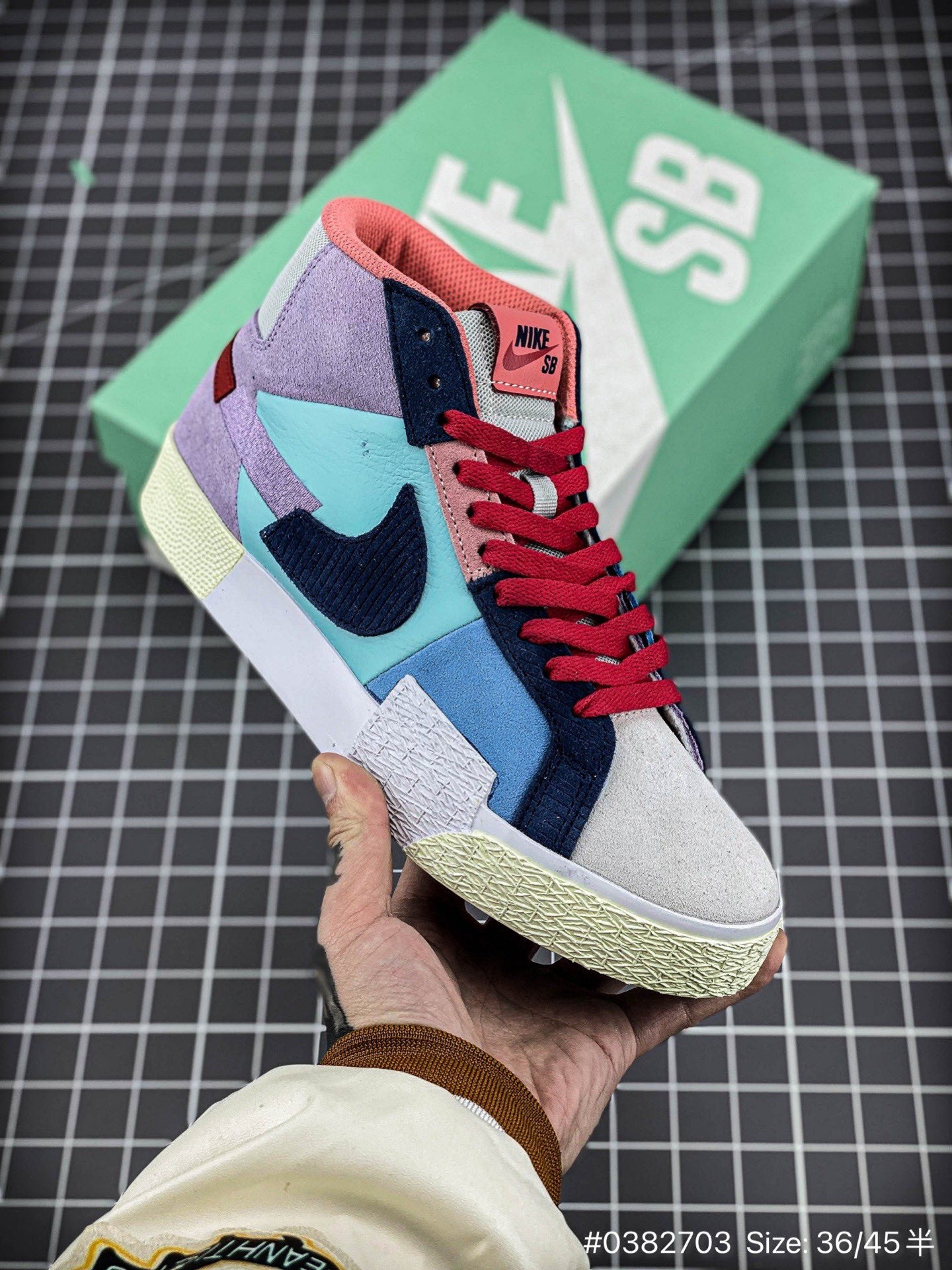 Nike Blazer Mid Prm blue Mosaic Unisex Streetwear Limited Edition - The Nike Blazer Mid PRM 'Blue Mosaic' brings a fresh, artistic twist to the iconic