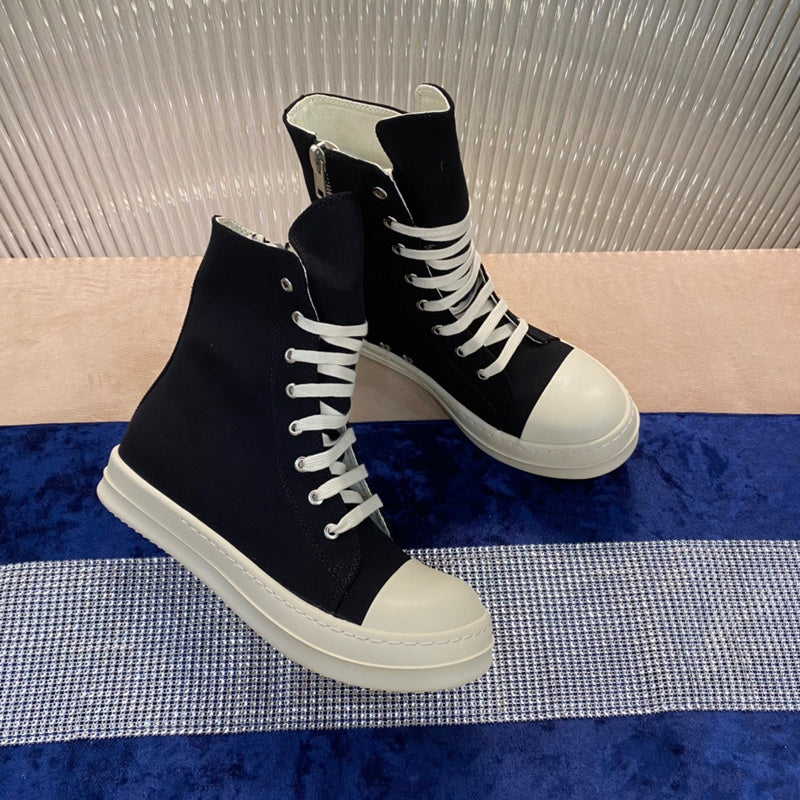 Rick Owens Canvas High-top Sneakers - And White - Black Unisex Streetwear Limited Edition - ### Rick Owens Canvas High-Top Sneakers - Black and White Introducing the Rick Owens Canvas