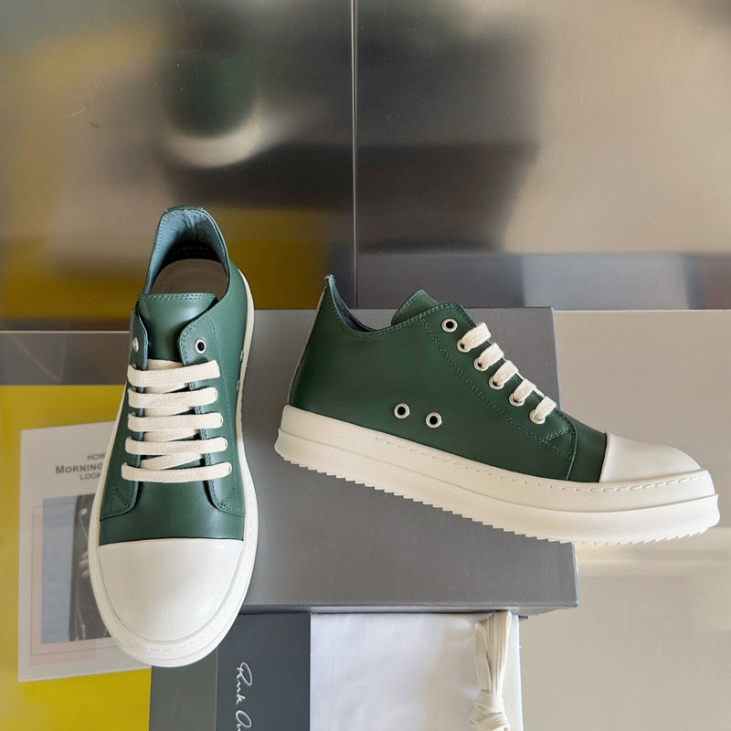 Rick Owens Dark Low-top Sneakers - Green Unisex Streetwear Limited Edition - **Rick Owens dark green Low-Top Sneakers: Avant-Garde Elegance and Comfort** Step into the future of