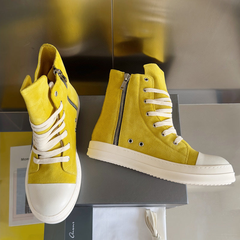 Rick Owens High-top Sneakers - Yellow Unisex Streetwear Limited Edition - **Rick Owens Yellow High-Top Sneakers: Vibrant Style Meets Premium Craftsmanship** Introducing the Rick Owens Yellow