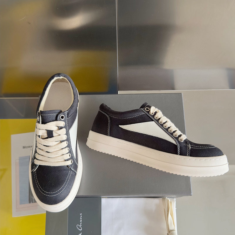 Rick Owens Canvas Low-top Sneakers - Black Unisex Streetwear Limited Edition - **Rick Owens Black Canvas Low-Top Sneakers: Modern Minimalism and Superior Craftsmanship** Introducing the Rick Owens