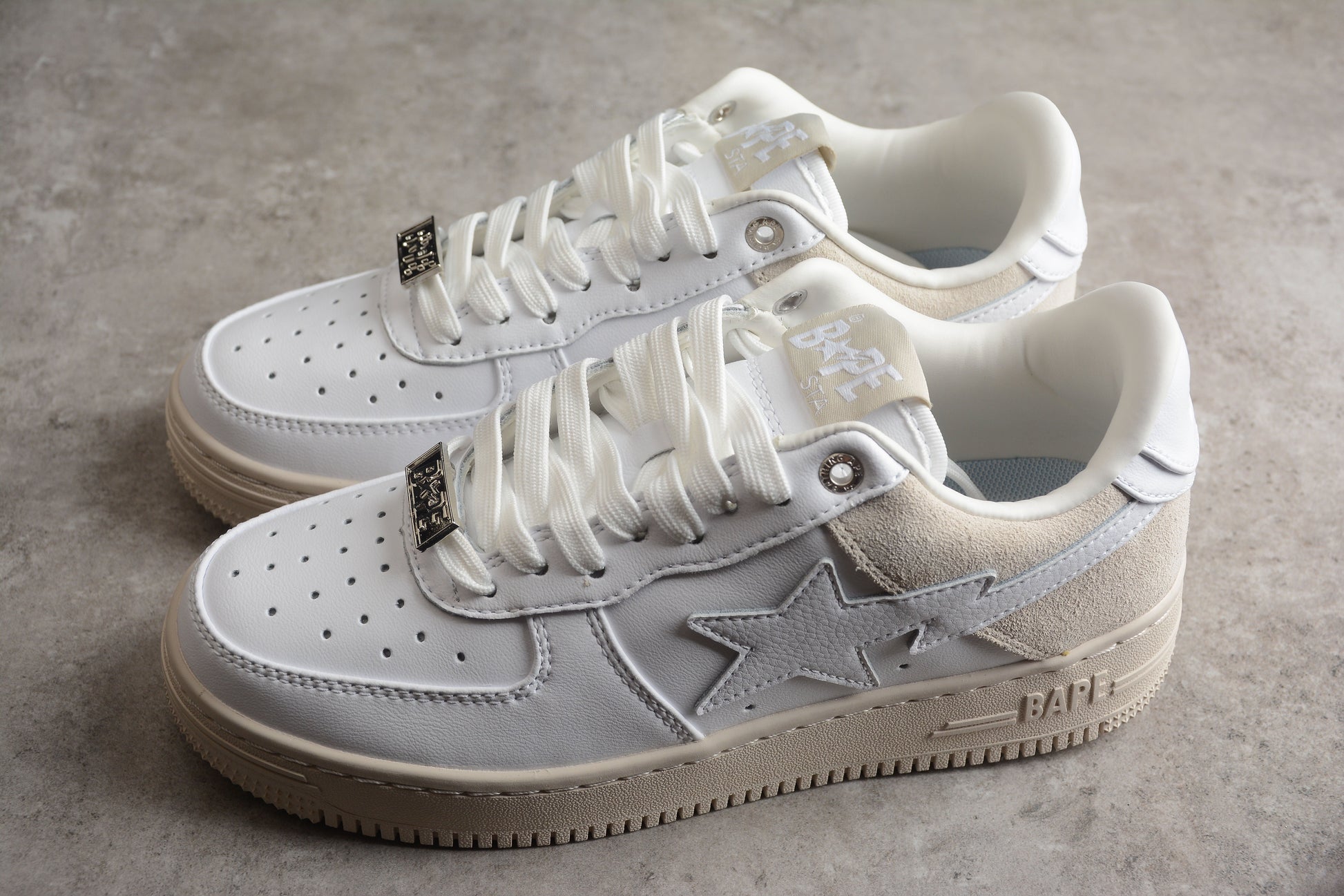 BAPE Sta Low-top Sneakers In And Cream - White Unisex Streetwear Limited Edition - **BAPE STA Low-Top Sneakers in White and Cream** Introducing the BAPE STA Low-Top Sneakers in
