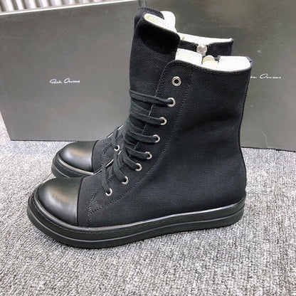 High-Top Canvas Sneakers - Black Unisex Streetwear Limited Edition - **High-Top Black Canvas Sneakers** Elevate your casual footwear collection with these high-top black canvas sneakers.