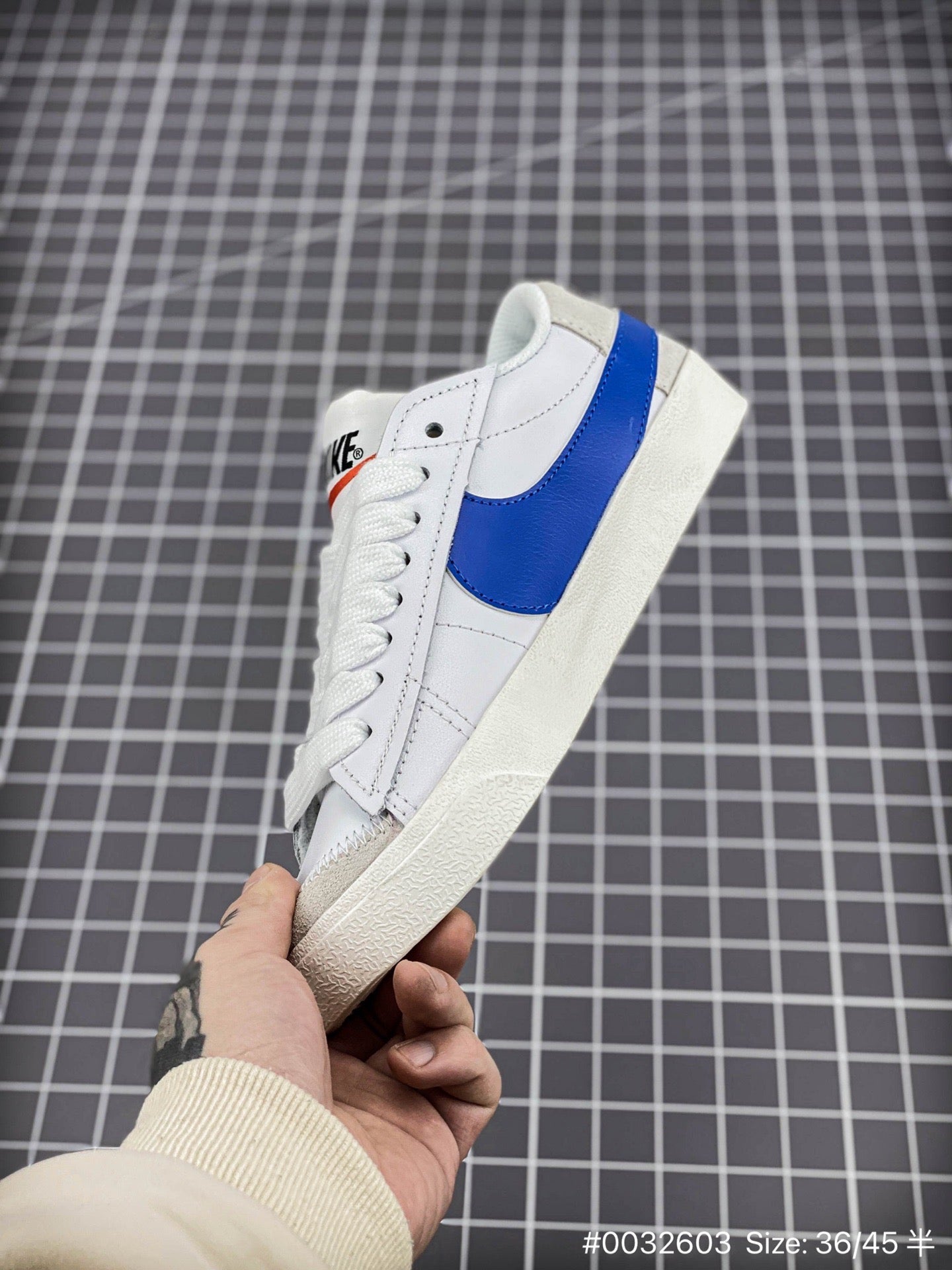 Nike Blazer Low1977 Jumbo - White Unisex Streetwear Limited Edition - The Nike Blazer Low '1977 Jumbo in White and Blue reinvents the classic silhouette with