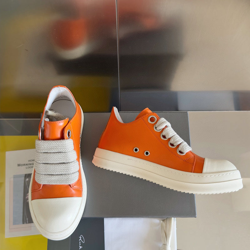 Rick Owens Low-top Sneakers - Orange Unisex Streetwear Limited Edition - **Rick Owens Orange Low-Top Sneakers: Bold Vibrancy and Superior Craftsmanship** Introducing the Rick Owens Orange