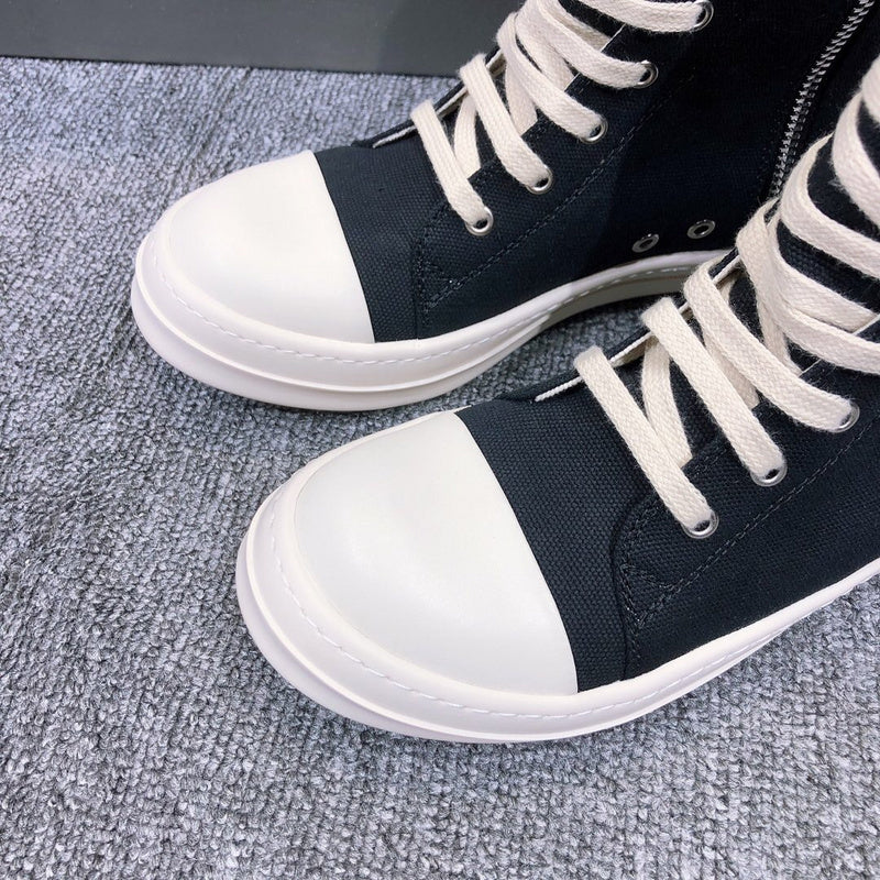 Rick Owens High-top Canvas Sneakers - Black Unisex Streetwear Limited Edition - **Rick Owens Black High-Top Canvas Sneakers** Elevate your footwear collection with the Rick Owens Black
