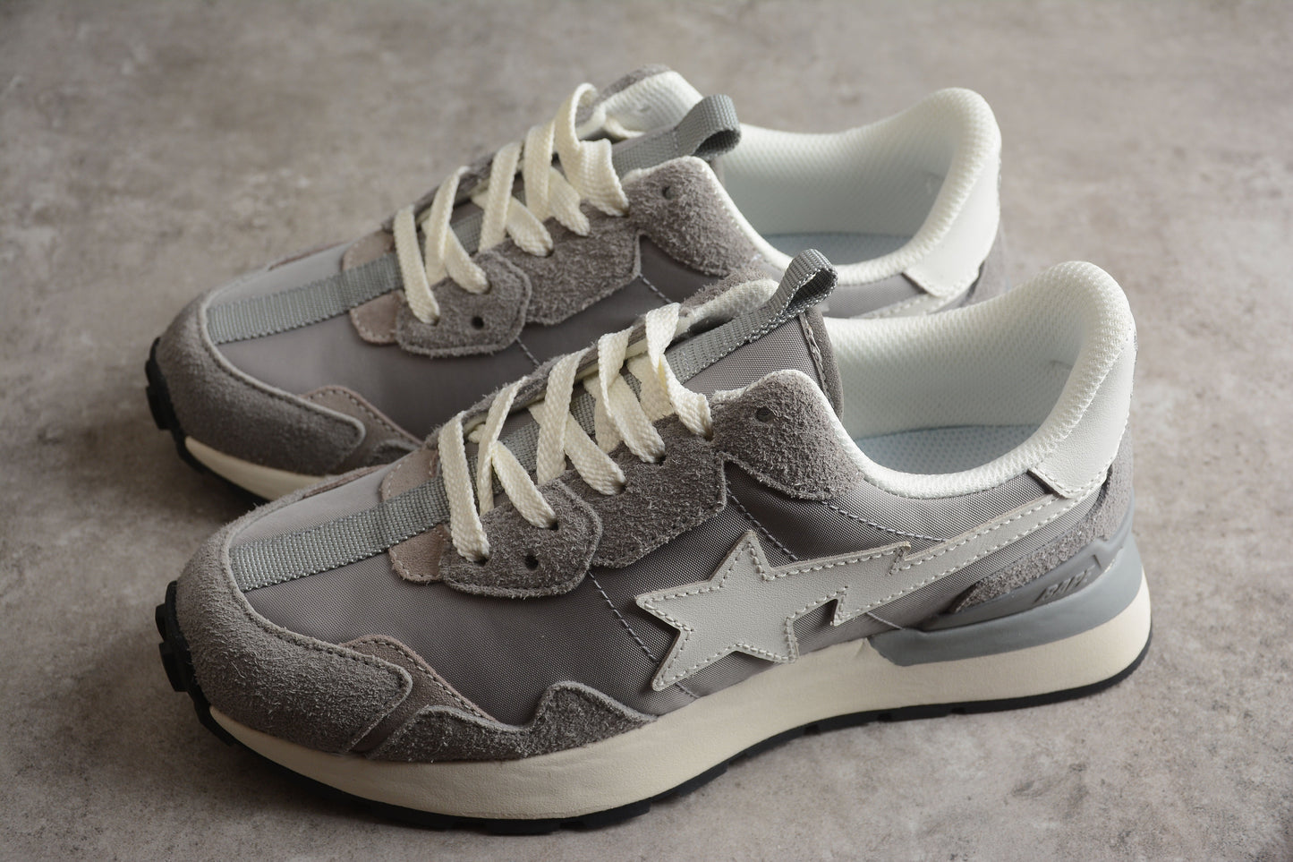 BAPE Sta Runner Sneakers In Grey And - White Unisex Streetwear Limited Edition - **BAPE STA Runner Sneakers in Grey and White** Introducing the BAPE STA Runner Sneakers in