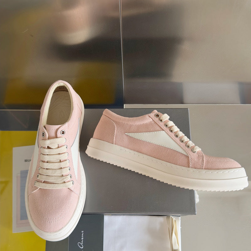 Rick Owens Canvas Low-top Sneakers - Pink Unisex Streetwear Limited Edition - **Rick Owens Pink Canvas Low-Top Sneakers: Soft Elegance and Superior Craftsmanship** Introducing the Rick Owens