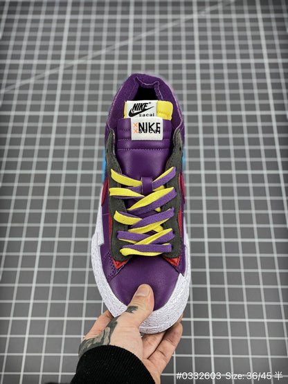 KAWS - Sacai - Nike Blazer Dusk - Purple Unisex Streetwear Limited Edition - The KAWS x Sacai x Nike Blazer 'Purple Dusk' takes the iconic Blazer silhouette to