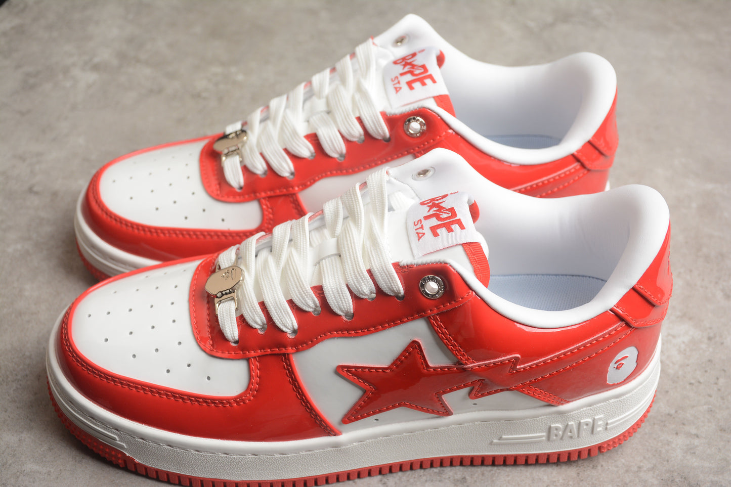 BAPE Sta Low-top Sneakers In Red And - White Unisex Streetwear Limited Edition - **BAPE STA Low-Top Sneakers in Red and White** Introducing the BAPE STA Low-Top Sneakers in