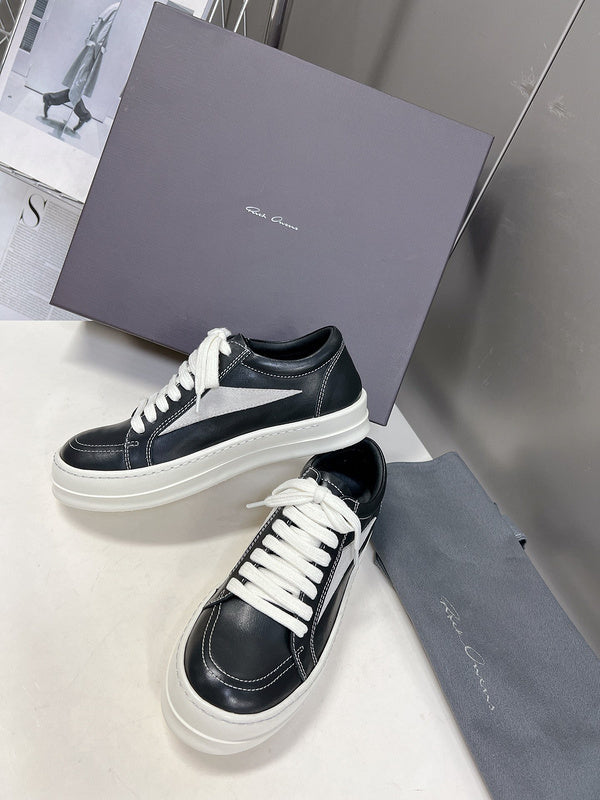 Rick Owens Low-top Sneakers - Leather - Black Unisex Streetwear Limited Edition - ### Rick Owens Low-Top Sneakers - Black Leather Discover the perfect blend of high fashion