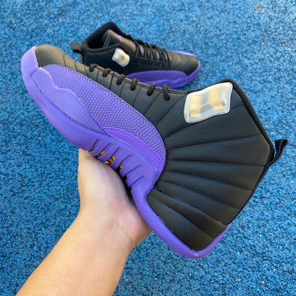 Jordan 12 - Field Purple-metallic Gold-ta - I - Black Unisex Streetwear Limited Edition - Introducing the Air Jordan 12 Retro in a striking black and purple colorway, a true