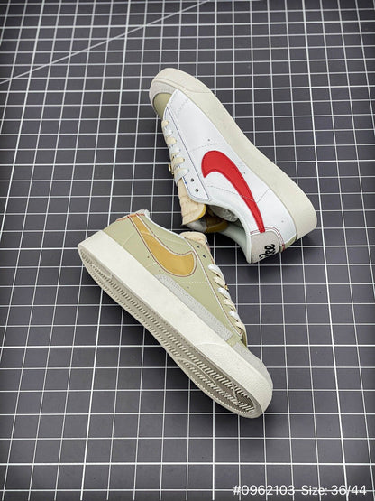 Nike Blazer '1977 Mid Vntg Sneakers - White Unisex Streetwear Limited Edition - The Nike Blazer Mid '77 Vintage in white and gold redefines a classic silhouette with