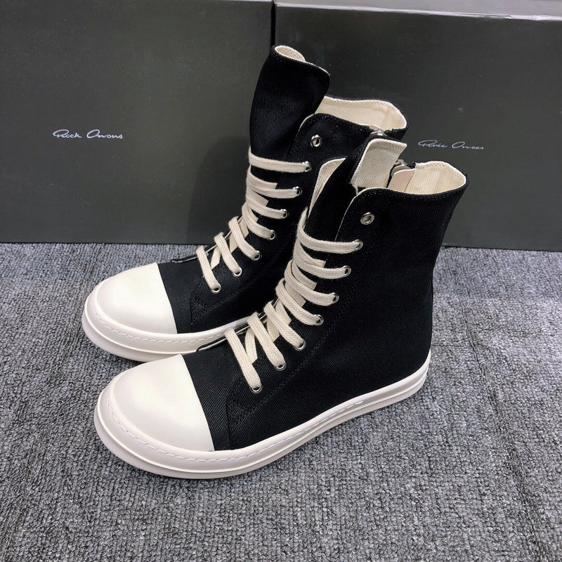 Rick Owens High-top Canvas Sneakers - Black Unisex Streetwear Limited Edition - **Rick Owens High-Top Canvas Sneakers** Step up your style game with these Rick Owens high-top