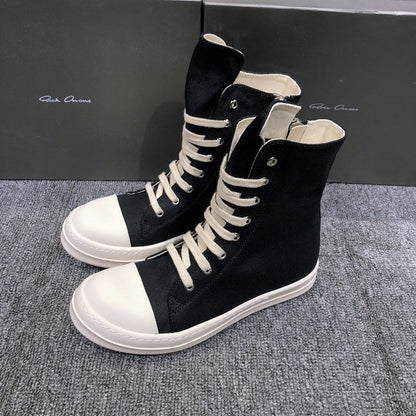 Rick Owens High-top Canvas Sneakers - Black Unisex Streetwear Limited Edition - **Rick Owens High-Top Canvas Sneakers** Step up your style game with these Rick Owens high-top