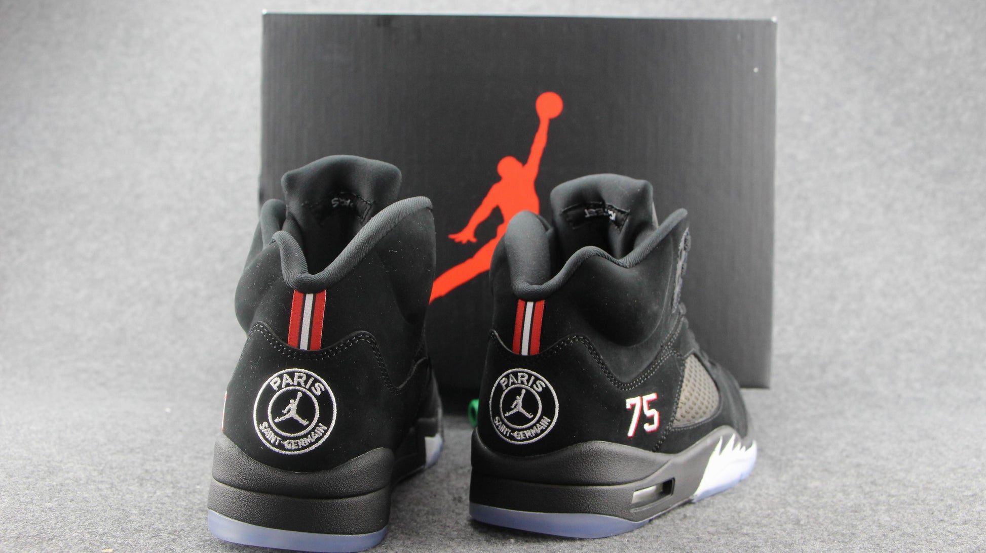 Jordan 5 Retro 'paris Saint-germain' - Black Unisex Streetwear Limited Edition - **Product Description: Air Jordan 5 Retro 'Paris Saint-Germain'** The Air Jordan 5 Retro 'Paris Saint-Germain'