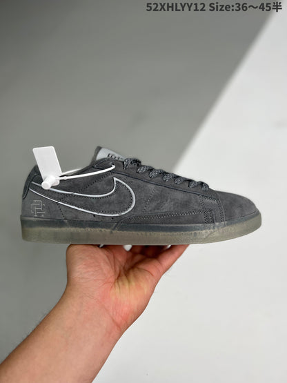 Nike Blazer Low - Reigning Champ2.0 - Red Unisex Streetwear Limited Edition - The Nike Blazer Low x Reigning Champ 2.0 in grey suede with a reflective 3M
