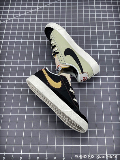 Nike Blazer Low'1977 Prm swoosh 50th Anniversary - Black Unisex Streetwear Limited Edition - The Nike Blazer Low '1977 PRM 'Swoosh 50th Anniversary' celebrates a half-century of the iconic