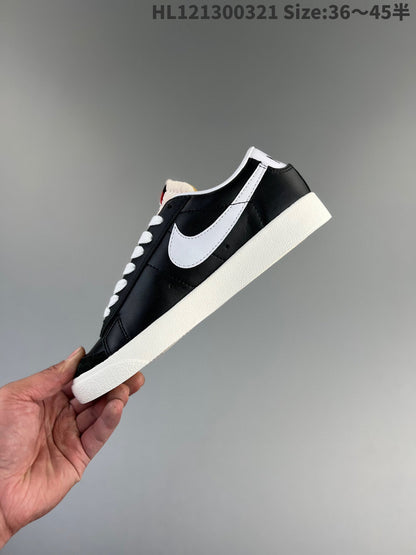Nike Blazer Low'1977 - Black Unisex Streetwear Limited Edition - The Nike Blazer Low '77 in the black and white colorway offers a sleek, minimalist