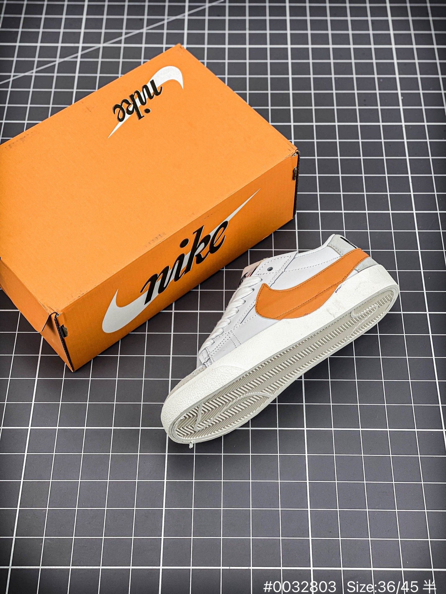 Nike Blazer Low'1977 Jumbo - White Unisex Streetwear Limited Edition - The Nike Blazer Low '1977 Jumbo Suede and Split Leather in White and Orange brings