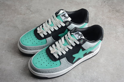BAPE Sta Low-top Aqua And Sneakers - Grey Unisex Streetwear Limited Edition - **BAPE STA Low-Top Aqua and Grey Sneakers** Unleash your style potential with the BAPE STA