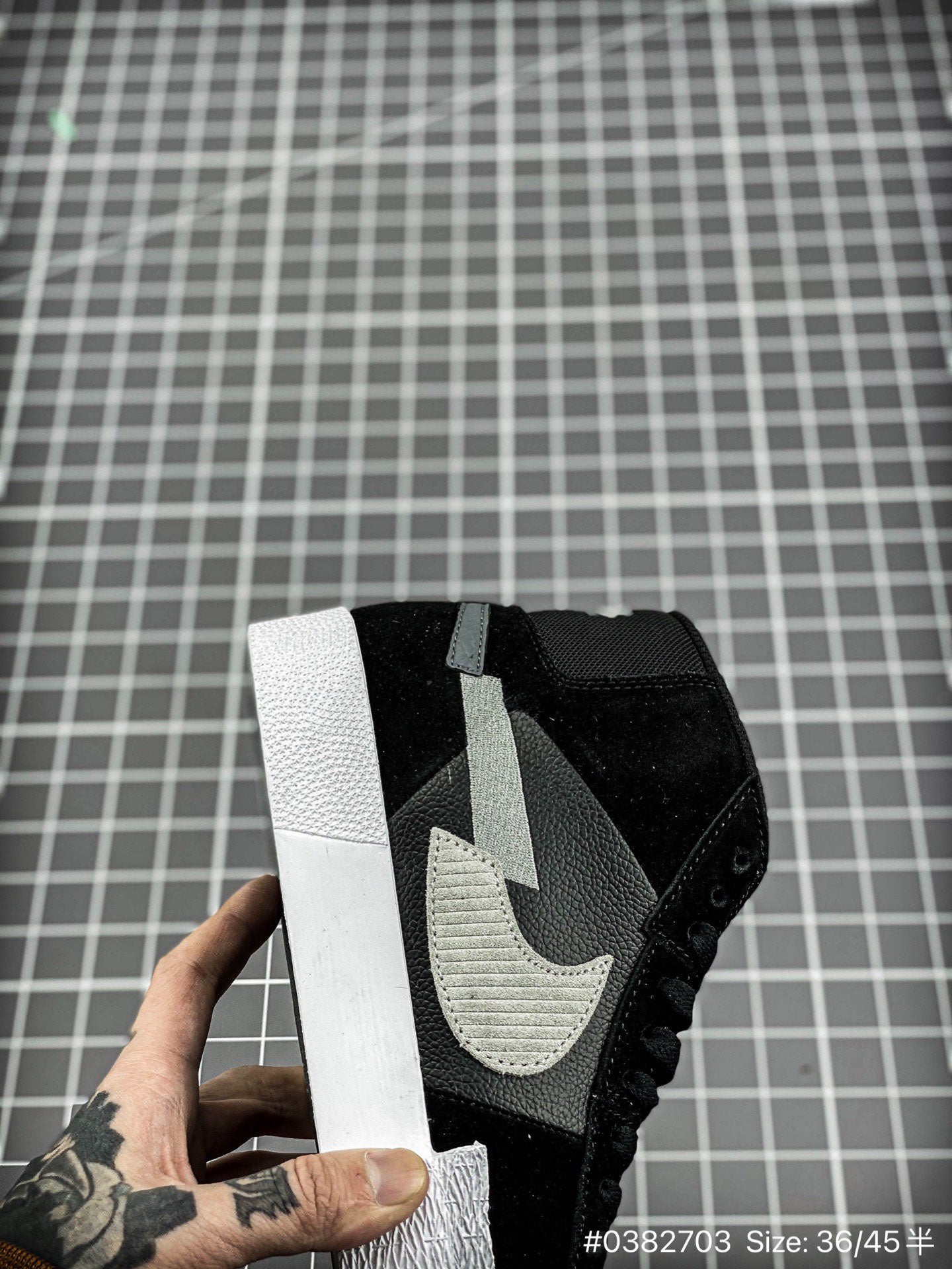 Nike Blazer Mid - Black Unisex Streetwear Limited Edition - The Nike Blazer Mid 'Broken Swoosh' in Black and Grey offers a sleek and modern