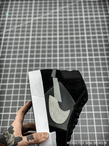 Nike Blazer Mid - Black Unisex Streetwear Limited Edition - The Nike Blazer Mid 'Broken Swoosh' in Black and Grey offers a sleek and modern