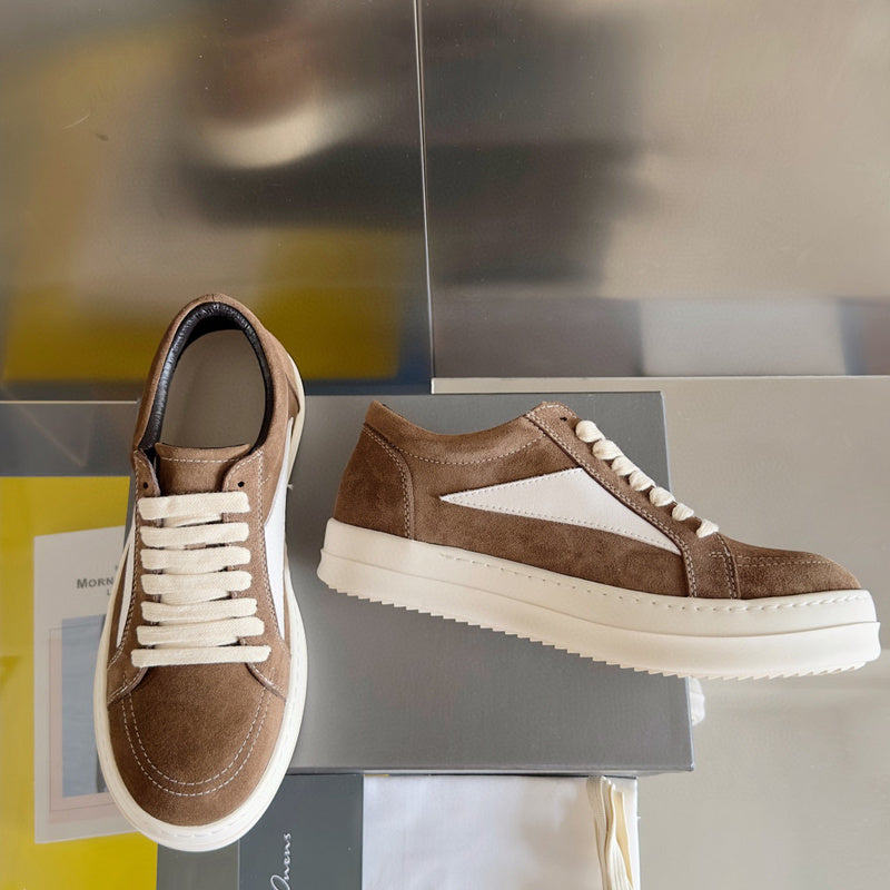 Rick Owens Suede Low-top Sneakers - Brown Unisex Streetwear Limited Edition - **Rick Owens Brown Suede Low-Top Sneakers: Timeless Elegance and Superior Craftsmanship** Introducing the Rick Owens