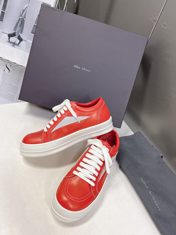 Rick Owens Low-top Sneakers - Leather - Red Unisex Streetwear Limited Edition - ### Rick Owens Low-Top Sneakers - Red Leather Introducing the Rick Owens Low-Top Sneakers in