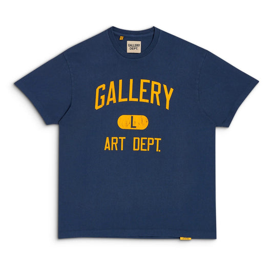 GALLERY Dept Art Dept Tee T-Shirt - Blue Unisex Streetwear Limited Edition - **Gallery Dept. Navy Blue Graphic Tee: Detailed Product Description** Introducing the Gallery Dept. Navy Blue
