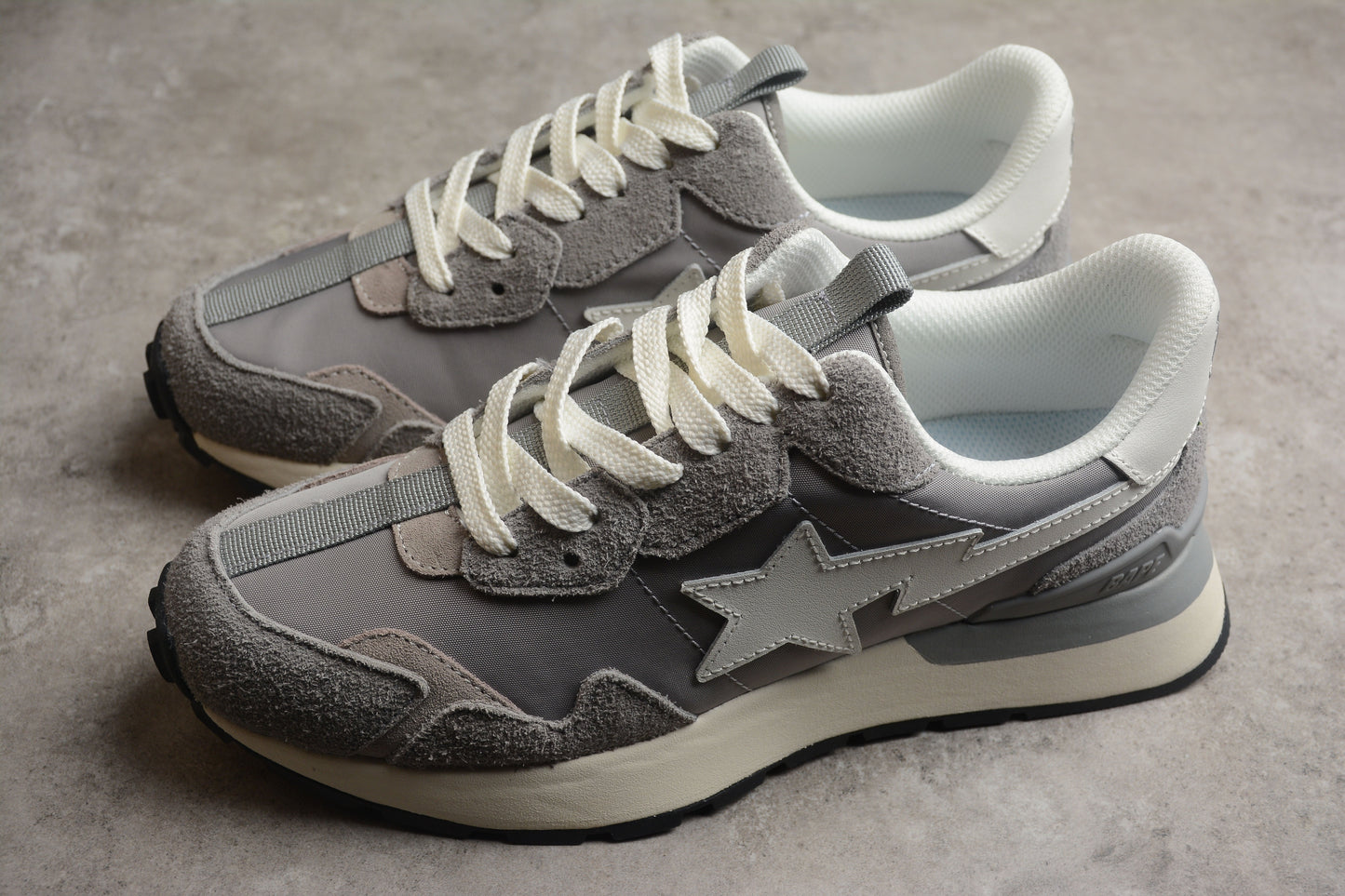 BAPE Sta Runner Sneakers In Grey And - White Unisex Streetwear Limited Edition - **BAPE STA Runner Sneakers in Grey and White** Introducing the BAPE STA Runner Sneakers in