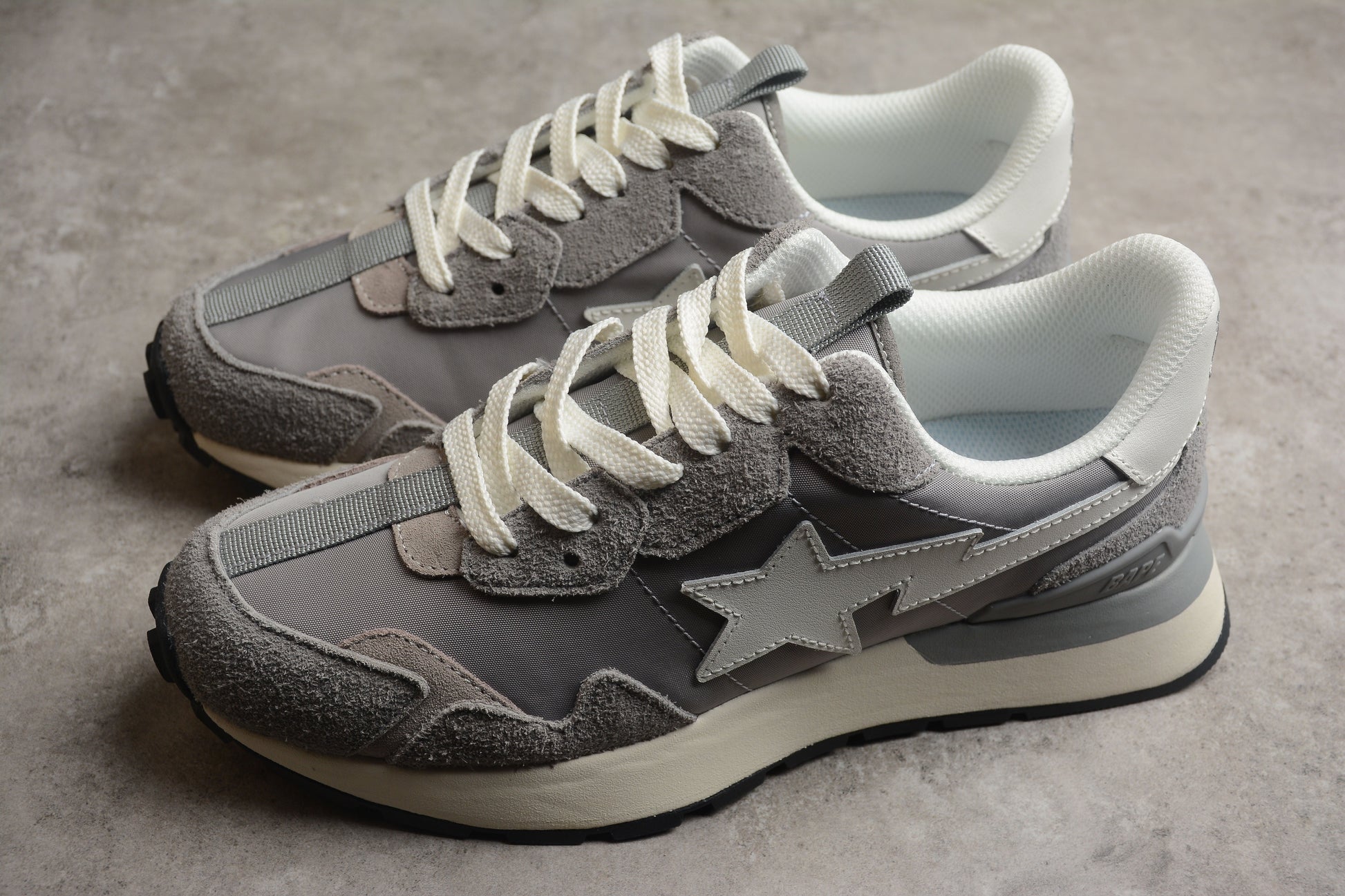 BAPE Sta Runner Sneakers In Grey And - White Unisex Streetwear Limited Edition - **BAPE STA Runner Sneakers in Grey and White** Introducing the BAPE STA Runner Sneakers in