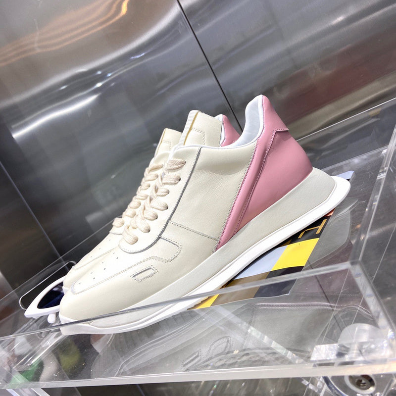 Rick Owens Cream And Low-top Sneakers - Pink Unisex Streetwear Limited Edition - **Rick Owens Cream and Pink Low-Top Sneakers: A Chic Fusion of Elegance and Sporty Style**
