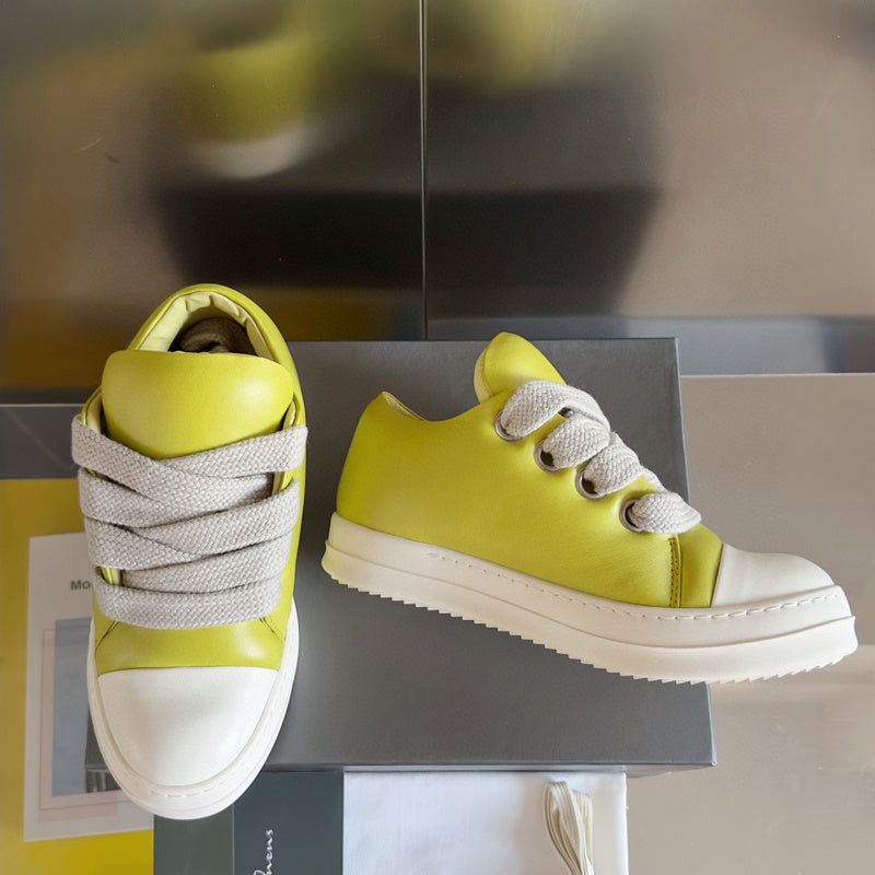 Rick Owens Low-top Sneakers - Yellow Unisex Streetwear Limited Edition - **Rick Owens Yellow Low-Top Sneakers: Bold Vibrancy and Superior Craftsmanship** Introducing the Rick Owens Yellow