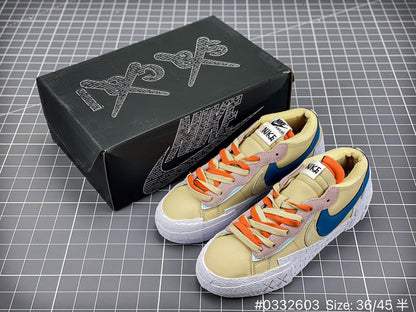 KAWS - Sacai - Nike Blazer - Red Unisex Streetwear Limited Edition - The KAWS x Sacai x Nike Blazer 'Neptune Blue' Yellow Edition delivers a bold fusion