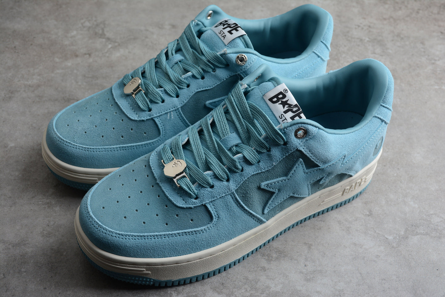 BAPE Sta Low-top Suede Sneakers - Blue Unisex Streetwear Limited Edition - **BAPE STA Low-Top Blue Suede Sneakers** Elevate your sneaker collection with the BAPE STA Low-Top