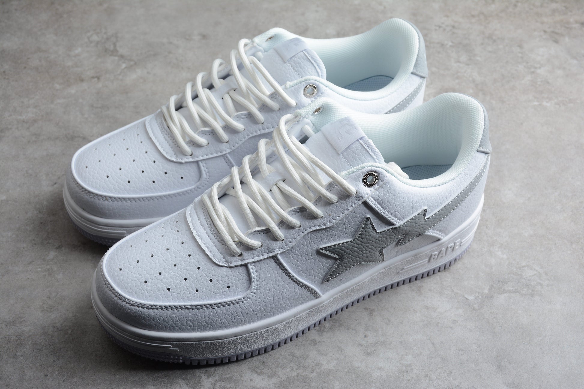 BAPE Sta Low-top Sneakers In And Gray - White Unisex Streetwear Limited Edition - **BAPE STA Low-Top Sneakers in White and Gray** Introducing the BAPE STA Low-Top Sneakers in