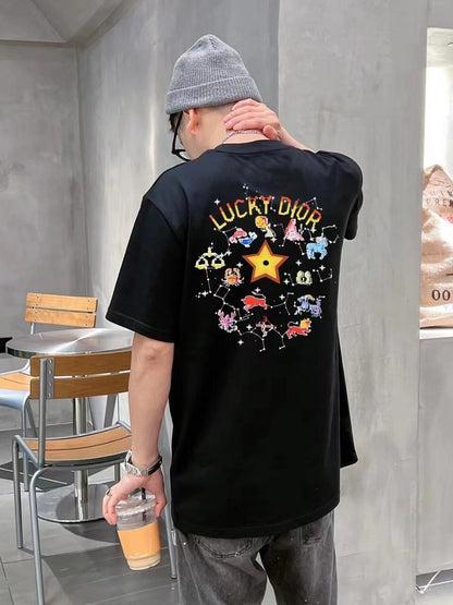 Dior Gradient Logo T-shirt - Black Unisex Streetwear Limited Edition - <p dir='ltr'><span>Black t-shirt featuring a distinctive 'DIOR' logo in a gradient color scheme on