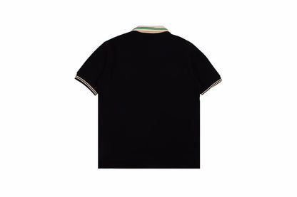 Gucci Polo Shirt - Black Unisex Streetwear Limited Edition - <p dir='ltr'><span>Classic black polo with striped collar and sleeve edges. Features a green and