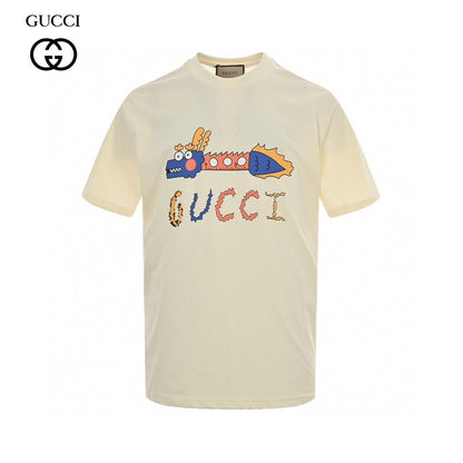 Gucci T-shirt With Dragon Graphic - White Unisex Streetwear Limited Edition - <span>Fun and eye-catching. Features a colorful dragon graphic with the Gucci logo. Made from high-quality