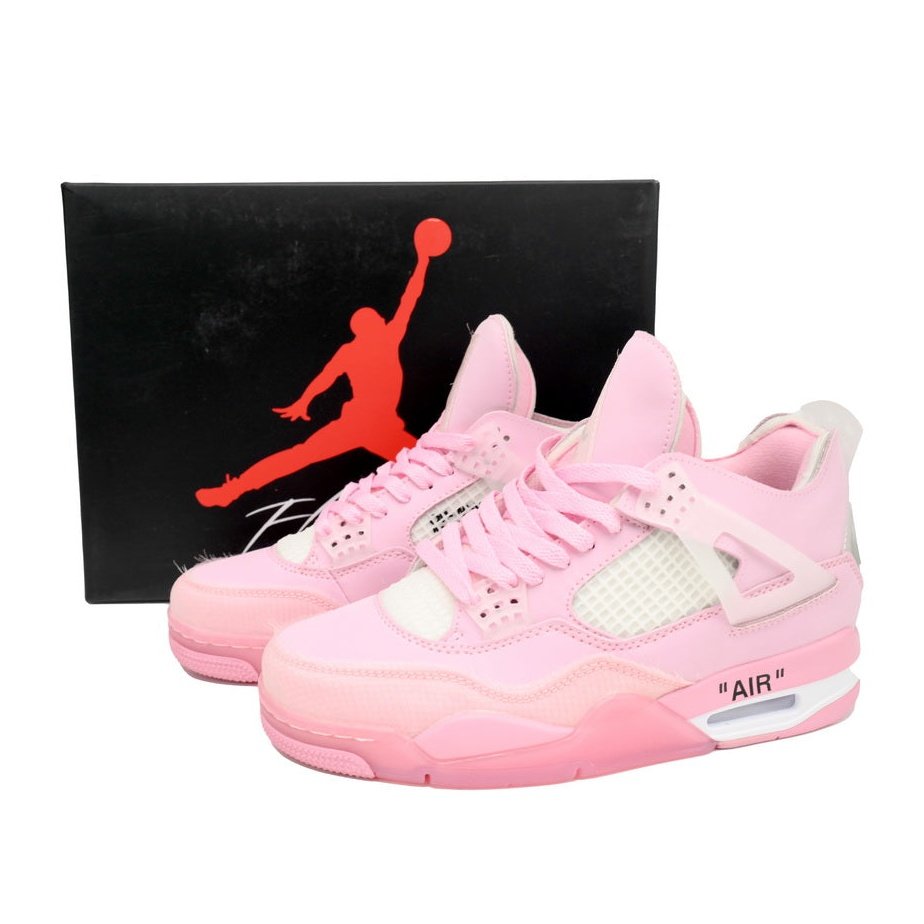 JORDAN 4 - Off-white Rose Peach Sneakers Unisex Streetwear Limited Edition - Introducing the Jordan 4 x Off-White Rose Peach, a harmonious blend of urban edge and