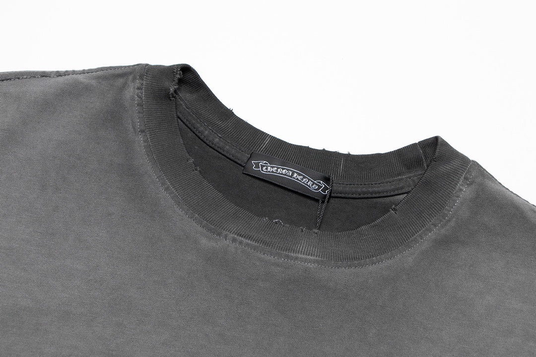 CHROME Hearts Cross Patch T-shirt Washed - Grey Unisex Streetwear Limited Edition