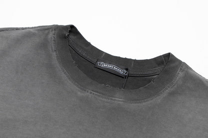 CHROME Hearts Cross Patch T-shirt Washed - Grey Unisex Streetwear Limited Edition