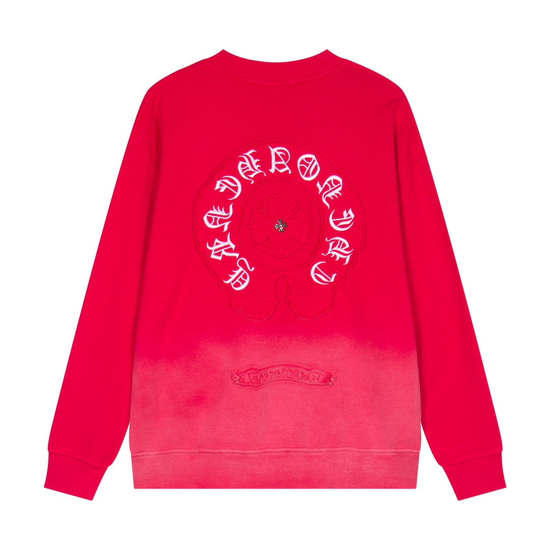 CHROME Hearts Horse Shoe Logo Sweatshirt Gradient - Red Unisex Streetwear Limited Edition