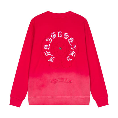 CHROME Hearts Horse Shoe Logo Sweatshirt Gradient - Red Unisex Streetwear Limited Edition
