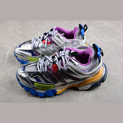 BALENCIAGA Track - Leather Free Silver Multi - White Unisex Streetwear Limited Edition - The Balenciaga Track x Leather Free White Silver Multi is an eco-conscious iteration of the