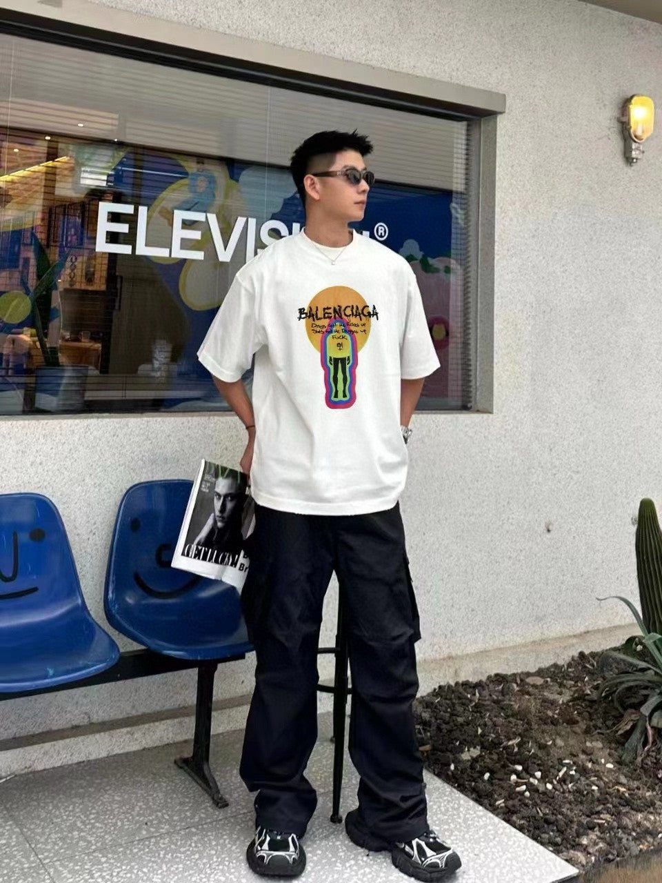 Balenciaga T-shirt With Graphic Design - White Unisex Streetwear Limited Edition - <span>Edgy and artistic. Features bold graphic design with text. Made from high-quality fabric. Perfect for